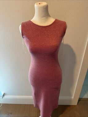 Slim Sleeveless Sparkle Midi Dress in Rose